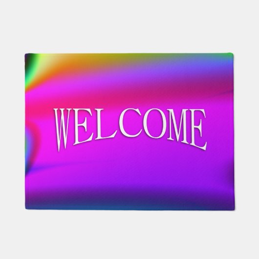 Paillasson Bienvenue en arc-en-ciel psychédélique (Devant)