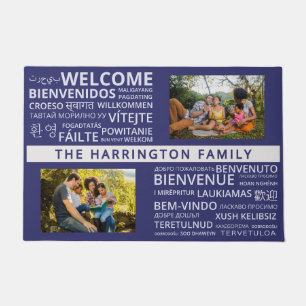Paillasson BIENVENUE en langues avec VOTRE nom & 2 photos