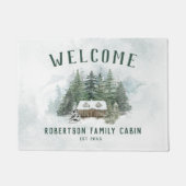 Paillasson Bienvenue Famille Cabine Rustic Pine Forest (Devant)