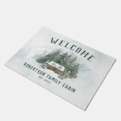 Paillasson Bienvenue Famille Cabine Rustic Pine Forest (Incliné)