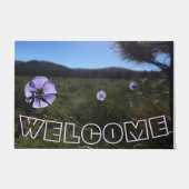 Paillasson BIENVENUE Fleurs de lin bleu dans Prairie Pittores (Devant)