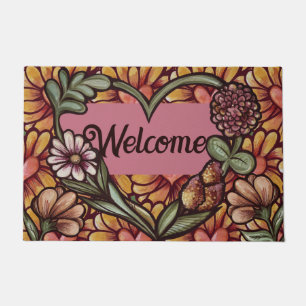Paillasson Bienvenue Flower Heart
