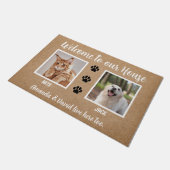Paillasson Bienvenue Funny Dogs House Custom 2 Pet Photo (Incliné)