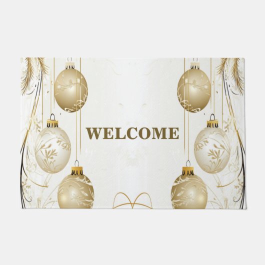 Paillasson Bienvenue Golden Orament Noël Fête de Noël (Devant)