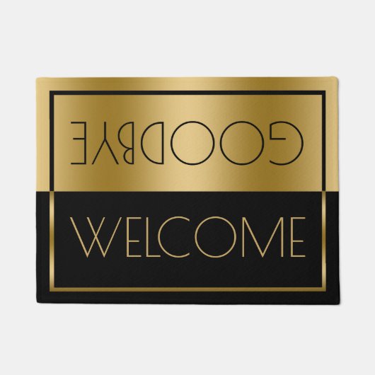 Paillasson Bienvenue Goodbye Gold & Black Geometry Design (Devant)