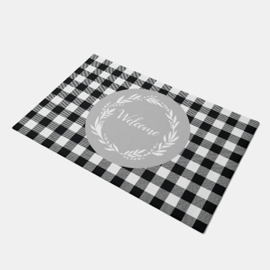 Paillasson Bienvenue Grey Buffalo Check Motif Automne (Incliné)