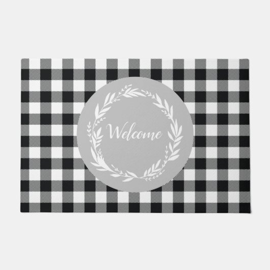Paillasson Bienvenue Grey Buffalo Check Motif Automne (Devant)