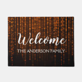 Paillasson Bienvenue Halloween Black Orange String lumières (Devant)