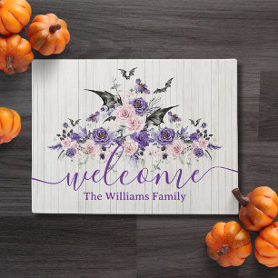 Paillasson Bienvenue Halloween Rose Florale Gothique Vintage