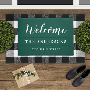 Paillasson Bienvenue Nom Adresse Famille Vert Émeraude