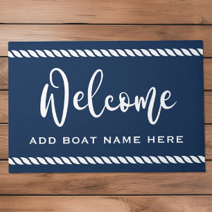 Paillasson Bienvenue nom de bateau de la corde couleur bleu f
