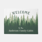 Paillasson Bienvenue Nom de famille Cabine Pine Tree Forest (Devant)