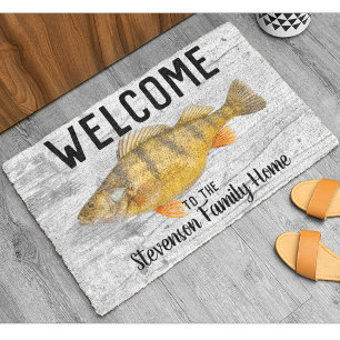 Paillasson Bienvenue Perch Pêche Nom de famille Maison Cottag