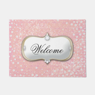 Paillasson Bienvenue Pink Damask Pearl Monogram mat
