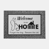 Paillasson Bienvenue Porte Mat - Méfiez-vous du chat (Devant)