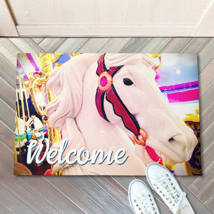 Paillasson Bienvenue Script Bold Carnival Carousel Horse Phot