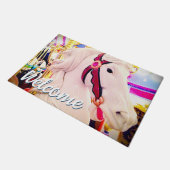 Paillasson Bienvenue Script Bold Carnival Carousel Horse Phot (Incliné)