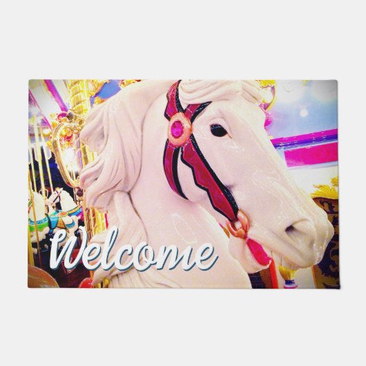Paillasson Bienvenue Script Bold Carnival Carousel Horse Phot (Devant)