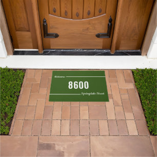 Paillasson Bienvenue Script Forest Green White Street Adresse