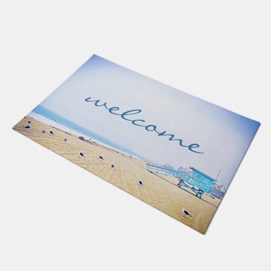 Paillasson Bienvenue Script Ocean Beach Sand Seagull (Incliné)