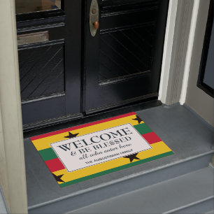 Paillasson BIENVENUE SOIT BÉNÉFICIÉ   Drapeau du GHANA