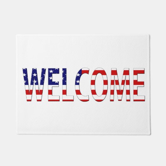 Paillasson Bienvenue superposé sur le drapeau américain dmcnt (Devant)