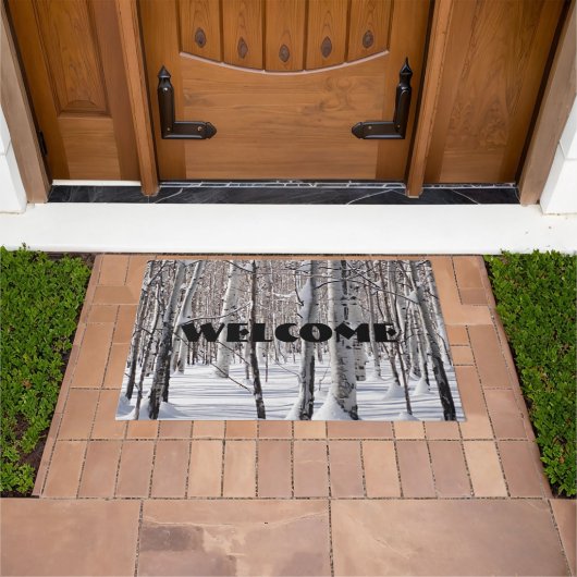 Paillasson Bienvenue Troncs Troncs Mélange de neige Photograp (De plein air)