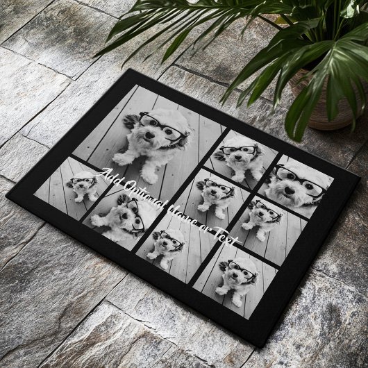 Paillasson Black 9 Photo Carré Collage - avec script blanc