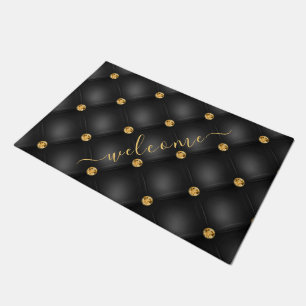 Paillasson Black and Gold Diamond Tufmat Texte Bienvenue