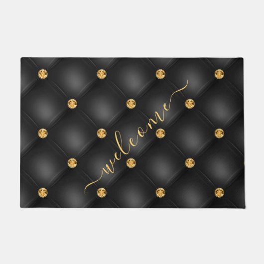 Paillasson Black and Gold Diamond Tufmat Texte Bienvenue (Devant)