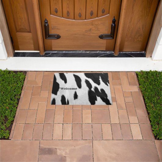 Paillasson Black and White Holstein Cowhal Look Welcome (De plein air)
