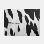 Paillasson Black and White Holstein Cowhal Look Welcome (Devant)