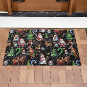 Paillasson Black Background Christmas Decorative Pattern