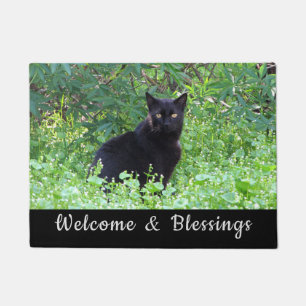 Paillasson Black Cat Welcome and Blessings Doormat