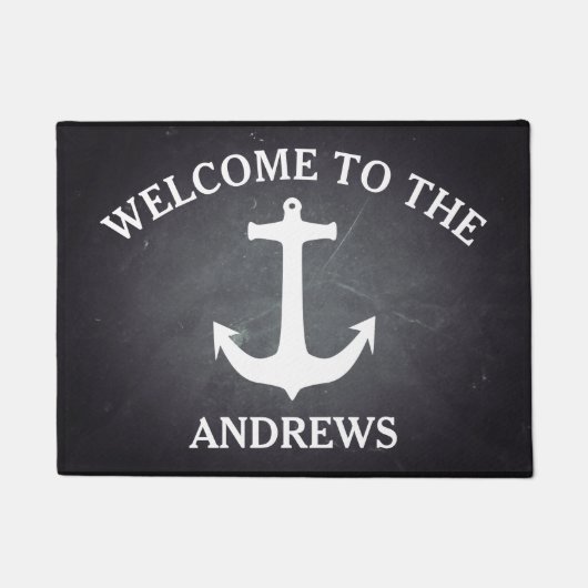 Paillasson Black Chalkboard Modern Welcome Personnalisé (Devant)