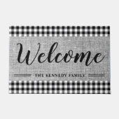 Paillasson Black En vichy Burlap Bienvenue dans une ferme rus (Devant)