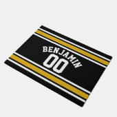 Paillasson Black Gold Football Jersey Nom personnalisé Numéro (Incliné)