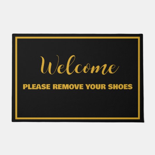Paillasson Black Gold Welcome Veuillez retirer vos chaussures (Devant)