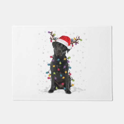 Paillasson Black Lab Labrador Christmas Tree Light Pyjama Chi (Devant)