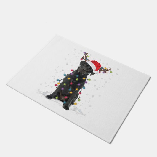 Paillasson Black Lab Labrador Christmas Tree Light Pyjama Chi (Incliné)