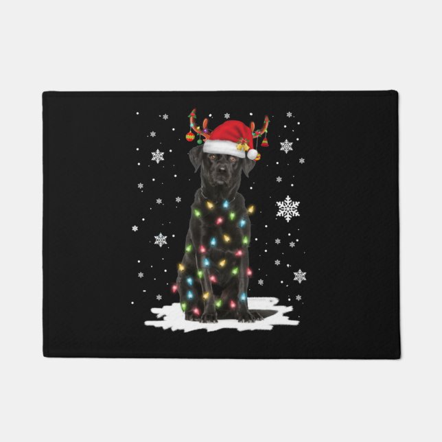 Paillasson Black Lab Labrador Christmas Tree Light Pyjama Chi (Devant)