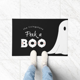 Paillasson Black White Cute Peek un fantôme de Boo Halloween