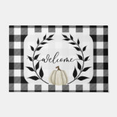 Paillasson Black & White Fall Welcome Mat Automne Citrouille (Devant)