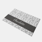 Paillasson Black White Toile Floral Custom Name (Incliné)