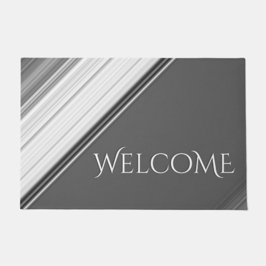 Paillasson Blanc moderne sur Monogramme gris (Devant)