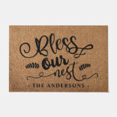 Paillasson Bless Our Nest personnalisé Faux Burlap Doormat (Devant)