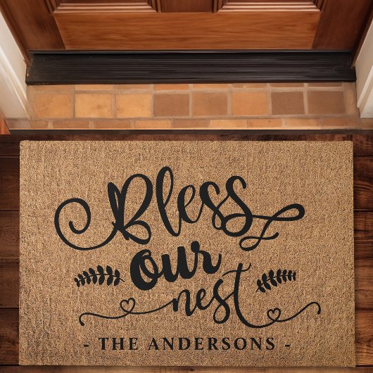 Paillasson Bless Our Nest personnalisé Faux Burlap Doormat