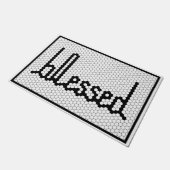 Paillasson Blessé Cursive Black et Blanc Faux Carrelage (Incliné)