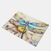 Paillasson Bleu Aquarelle Dragonfly, Personnaliser le mat de (Incliné)