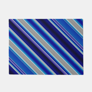 Paillasson Bleu Beige et Rayures Lavande 
